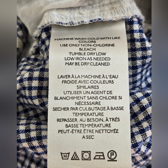 Free People Kate Plaid Straight Leg Pant Blue & White Check size Medium - Picture 11 of 16